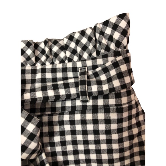 NWOT ZARA High Rise Paperbag Waist Gingham Black & White Plaid Shorts Sz Xs - Picture 9 of 15